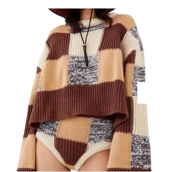 For Love And Lemons Finley Sweater Shorts Brown Size S - Picture 4 of 8
